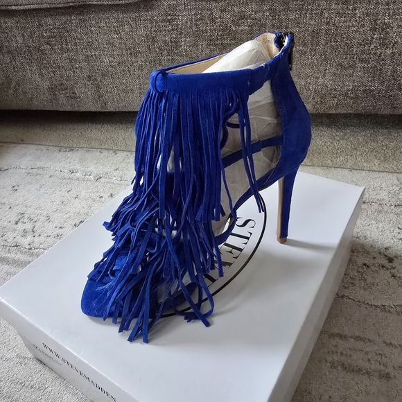 Steve Madden Royal Blue Fringe Heels - Picture 1 of 3